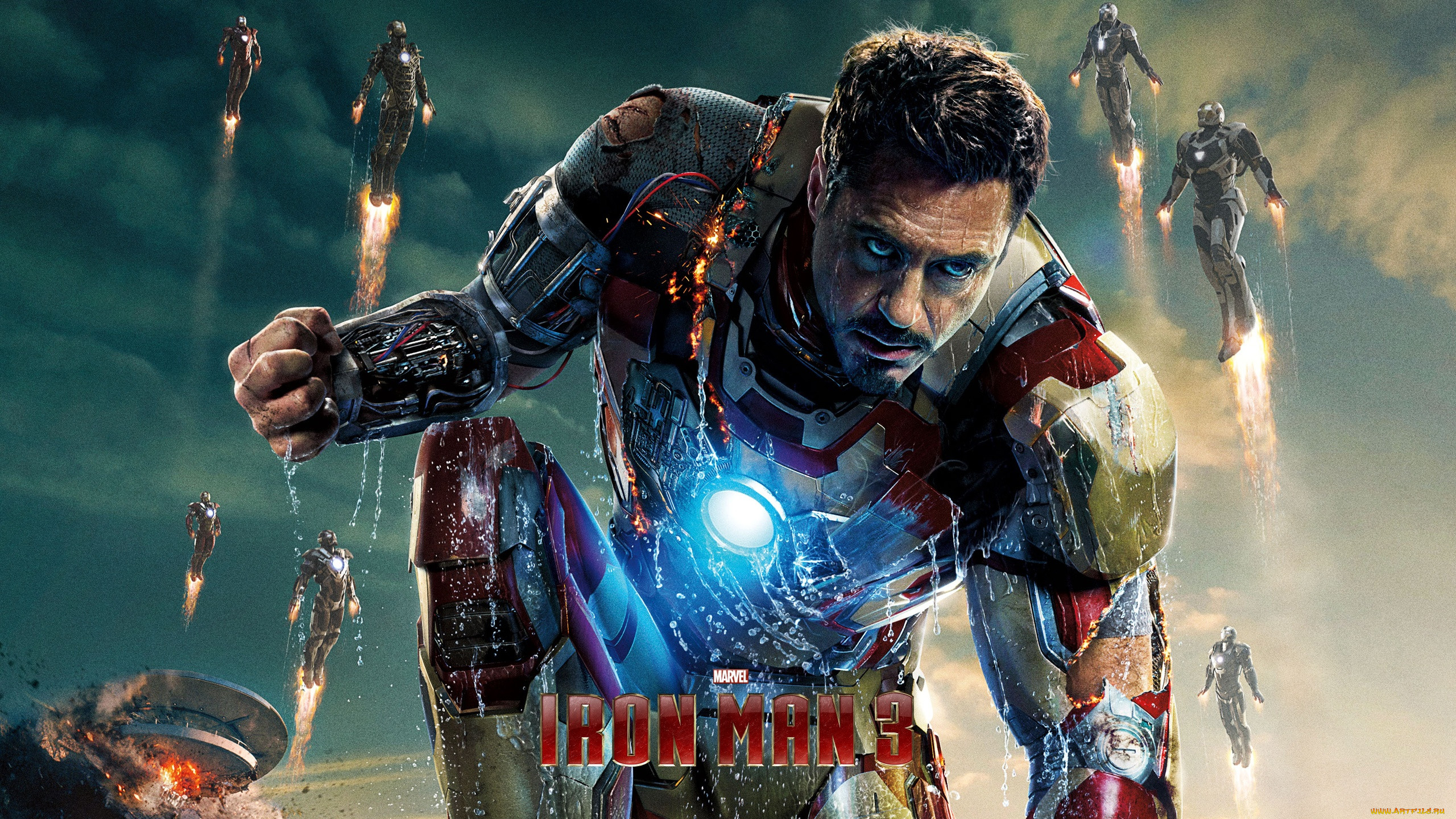 Обои Iron Man 3 Свалка Iron Man 3, обои для рабочего стола, фотографии  iron, man, кино, фильмы, железный, человек, 3 Обои для рабочего стола,  скачать обои картинки заставки на рабочий стол.